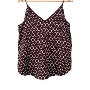 Express Women’s Burgundy and White Geometric Camisole Spaghetti Strap Size XS